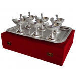 Brass 6 Pcs. Bowl Ice Cream Set With Silver Finish - 3.5 Inch - Image 2