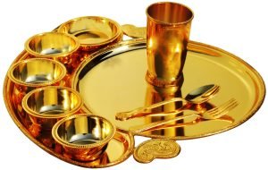 Brass THALI Dinner Set Jumbo|16 INCHES THAL | 8 Pieces (Maharaja) - Image 2