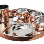 Copper Steel Hand Made Kitchen Plate/thali Dinner Set, Brown, 7 Piece