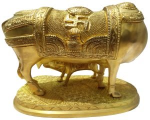 Brass Cow With Calf Gaye Bacdha in super fine finish 11*6*9.5 Inch - Image 2
