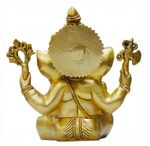 Brass Ganesh Statue In Multicolour Lacquer Finish - 9.5*4.5*9 Inch - Image 2