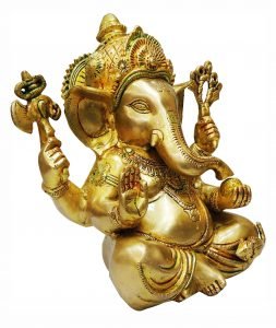 Brass Ganesh Statue In Multicolour Lacquer Finish - 9.5*4.5*9 Inch - Image 3
