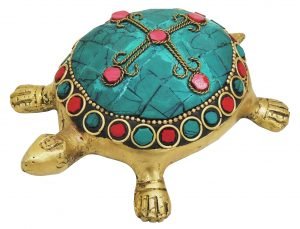 Brass Tortoise Kachua With Turquoise Coral Stone Work - 7*4.3*2 Inch - Image 3