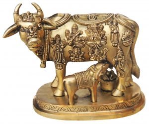Brass Cow With Calf Gaye Bacdha 6*3.7*5.2 Inch