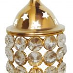 Brass Deepak With Crystal Chimney - 6 inch