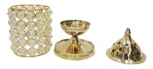 Brass Deepak With Crystal Chimney - 8 inch - Image 2