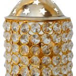 Brass Deepak With Crystal Chimney - 9 inch
