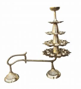 Brass Ganga Arti with 31 bati Brass Table Diya  (Height: 15 inch)