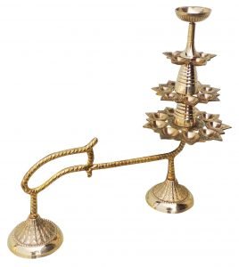 Ganga Arti | 21 Bati Brass Big Diya | Brass Fountain Puja Arti | Brass Table Diya  - 12.5 nch - Image 2
