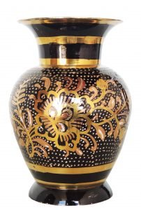 Brass Coloured Flower Vase with handwork - 3.5*3.5*5.5 Inch