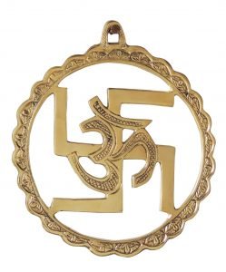 Brass Wall Hanging Swastic And Om - 5.2*5.2 Inch