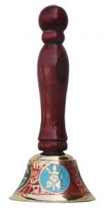 Brass Ganti Bell With Wooden Handle - 5.6 Inch
