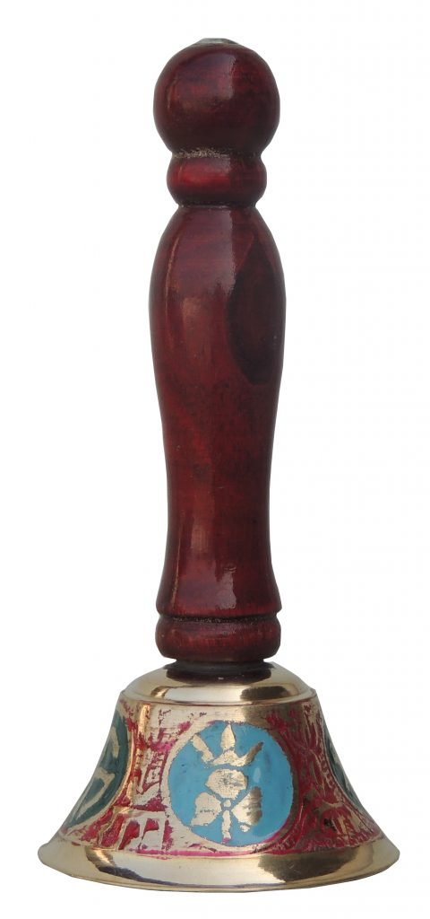 Brass Ganti Bell With Wooden Handle - 5.6 Inch - Image 2