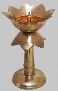 Brass Lotus Shape Deepak With Stand - 3.9 Inch - Image 3
