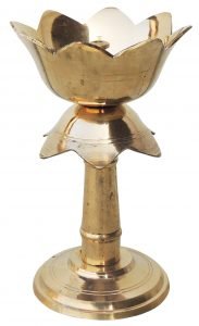 Brass Lotus Shape Deepak With Stand - 3.9 Inch - Image 4