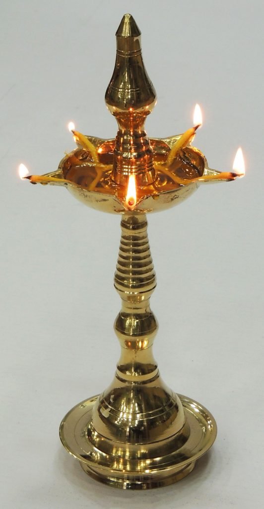 Brass Kerala Fancy Deepak Diya - 11.2 Inch - shrigram organics