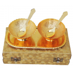 Brass Gold Lacquered Two Bowl And Spoon Set - Image 4