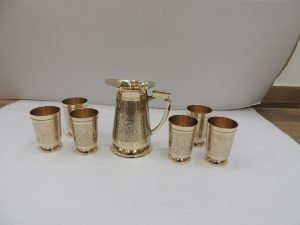 Brass Glass Lemon Set 1 Jug And 6 Glass - Image 2