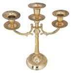 Brass Three Bati Candle Stand - 12 Inch