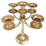 Brass Five Bati Candle Stand - 12 Inch