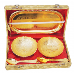 Brass Gold Lacquered Two Bowl And Spoon Set - Image 3