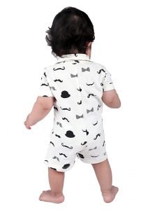100% Organic Cotton Short Sleeves Half Romper with Bow For Boys - Image 4