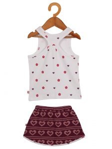 100% Organic Cotton All Over Print Sleeve Less Tank Top and Red Skirt for Baby Girl - Image 4