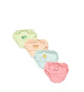 100% Organic Cotton Underwear/Rompers/Briefs/Panty-Multicolor(Pack of 4) 0- 12 months