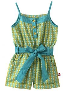 Organic Cotton Multi Colour Checkered Sleeveless Button Closure Jumpsuit / Onepice / Dress For Baby Girls (12-18 Months)