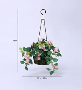 Decorative Polyester Artificial Bougainvillea Plant with Hanging Basket - Image 2