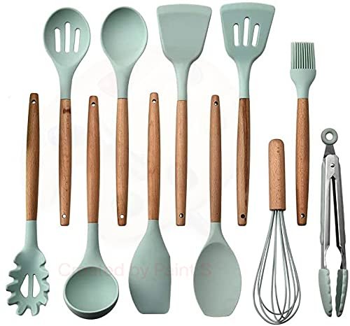 Cooking Tool Non Toxic Turquoise Kitchen Utensils Silicone Wooden