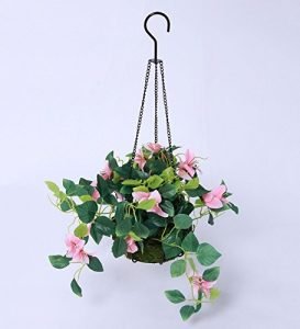 Decorative Polyester Artificial Bougainvillea Plant with Hanging Basket - Image 3