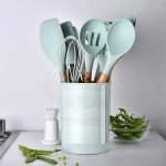Silicone Kitchen Spatula and Utensils Spoon Set, Non-Toxic Hygienic Safety Heat Resistant_Black | BPA-Free | FDA Approved | CE Certified (18pcs_Green_Wooden) - Image 3