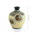Madhubani Handpainted Artifacts for Living Room and Home Decorative Table Top Flower Terracotta Vases - Image 5