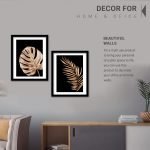 Golden Leaf Wall Decor Paintings for Home Office Living Room - Modern Art Nature Wall Paintings with Frame - Framed Wall Art Paintings ( 11 inch x 14 inch, Framed ) Set of 2 - Image 2