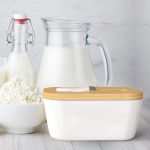 Butter Dishes Ceramic, A Large Porcelain Butter Keeper with Bamboo Lid and Steel Knife Butter Dish with Wooden Top Cover - Image 4