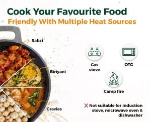 Pre-Seasoned Super Smooth Cast Iron Kadai/Kadhai for Cooking and deep Frying | Loha Kadai | Gas Stove and Induction Friendly | Naturally Non-Stick (D:26cms, 2.45 Kg) - Image 4