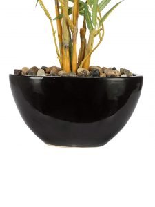 Artificial Bamboo Bonsai Plant in a Ceramic Pot for Home and Office Decor (199 Leafs, 38 cm Tall, Mixed Material, Green) - Image 3