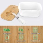 Butter Dishes Ceramic, A Large Porcelain Butter Keeper with Bamboo Lid and Steel Knife Butter Dish with Wooden Top Cover - Image 9
