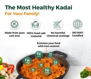 Pre-Seasoned Super Smooth Cast Iron Kadai/Kadhai for Cooking and deep Frying | Loha Kadai | Gas Stove and Induction Friendly | Naturally Non-Stick (D:26cms, 2.45 Kg) - Image 6