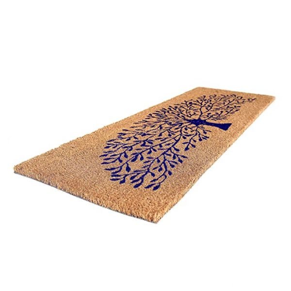 Natural Coco Coir Beige and Blue Tree Printed Anti-Slip Doormat  Long-Lasting, Heavy Duty, Large & Thick Entryway Rug with PVC Backing for  Indoor, Outdoor, Patio, Home and Office (120 x 1.5 x