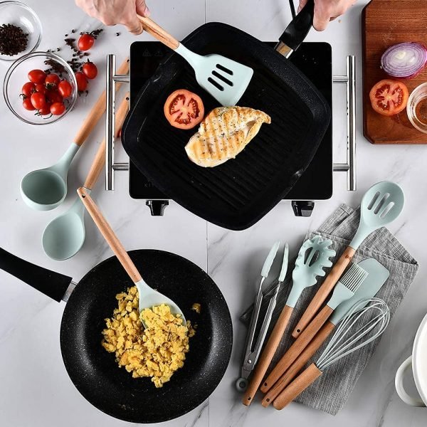  Umite Chef Kitchen Cooking Utensils Set, 33 pcs Non-Stick  Utensils Spatula Set with Holder, Black Wooden Handle Silicone Kitchen  Gadgets : Home & Kitchen