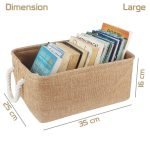 Cotton Eco-Friendly Foldable Storage Basket Bins Organizer (Brown) - Pack of 3 - Image 8