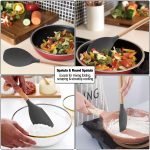 Silicone Heat Resistant Wooden Handle Spoons Kitchen Utensils Set with Holder Spatulas Turner Tongs Whisk Appliances for Cooking -18 PCS - Image 8