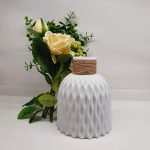 (Artificial Fiber Vase White Pot with Artificial Ivery Rose & Multicolor Plants 33 cm - Image 2