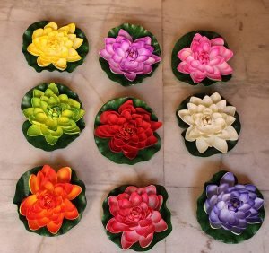 Artificial Floating Lotus Flowers for Home Decoration and Fish Tank 18 cm in Diameter (Multi-Pack of-9) - Image 4