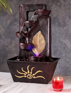 Home Decor Table Top Waterfall Fountain With Led Lights for Home Office And Garden Decor