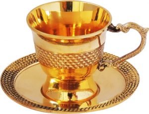 Brass Tea Cup Saucer Set - 110 Ml - Image 2