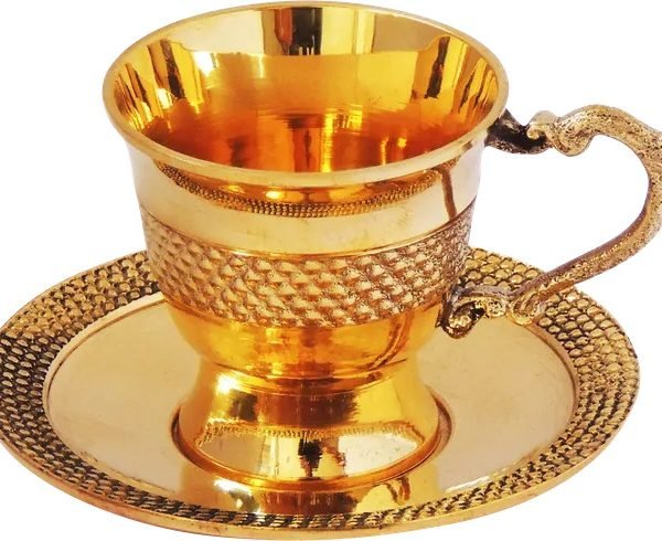 Brass Tea Cup Saucer Set - 110 Ml - shrigram organics