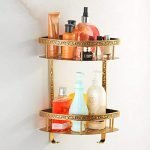 Antique Aluminum Double Tier Corner Antique Finish Bathroom Kitchen Shelf - Image 3